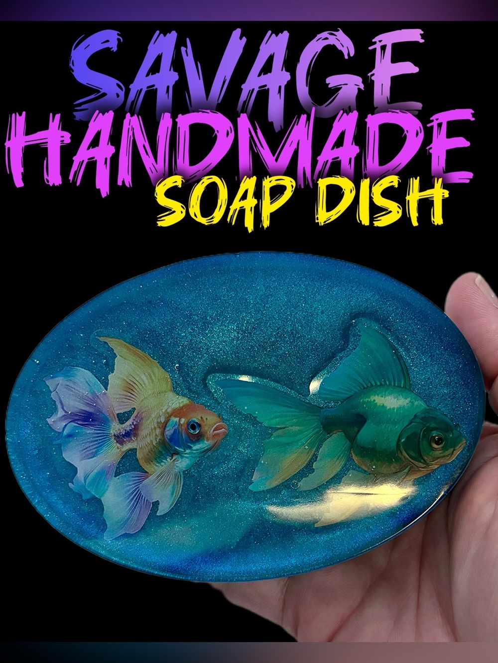 Handmade Resin Glitter Fish Soapdish Soap Holder Dish